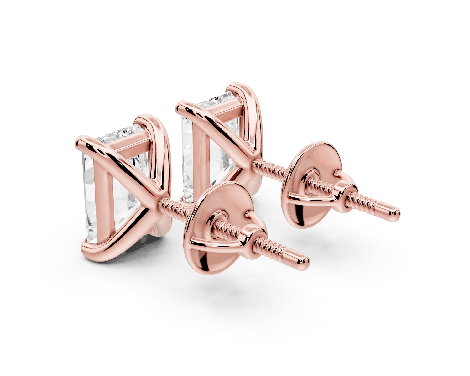 Aura - 3ct 14k rose gold Radiant - Cut Diamond Stud Earrings - Mr. Alex Jewelry