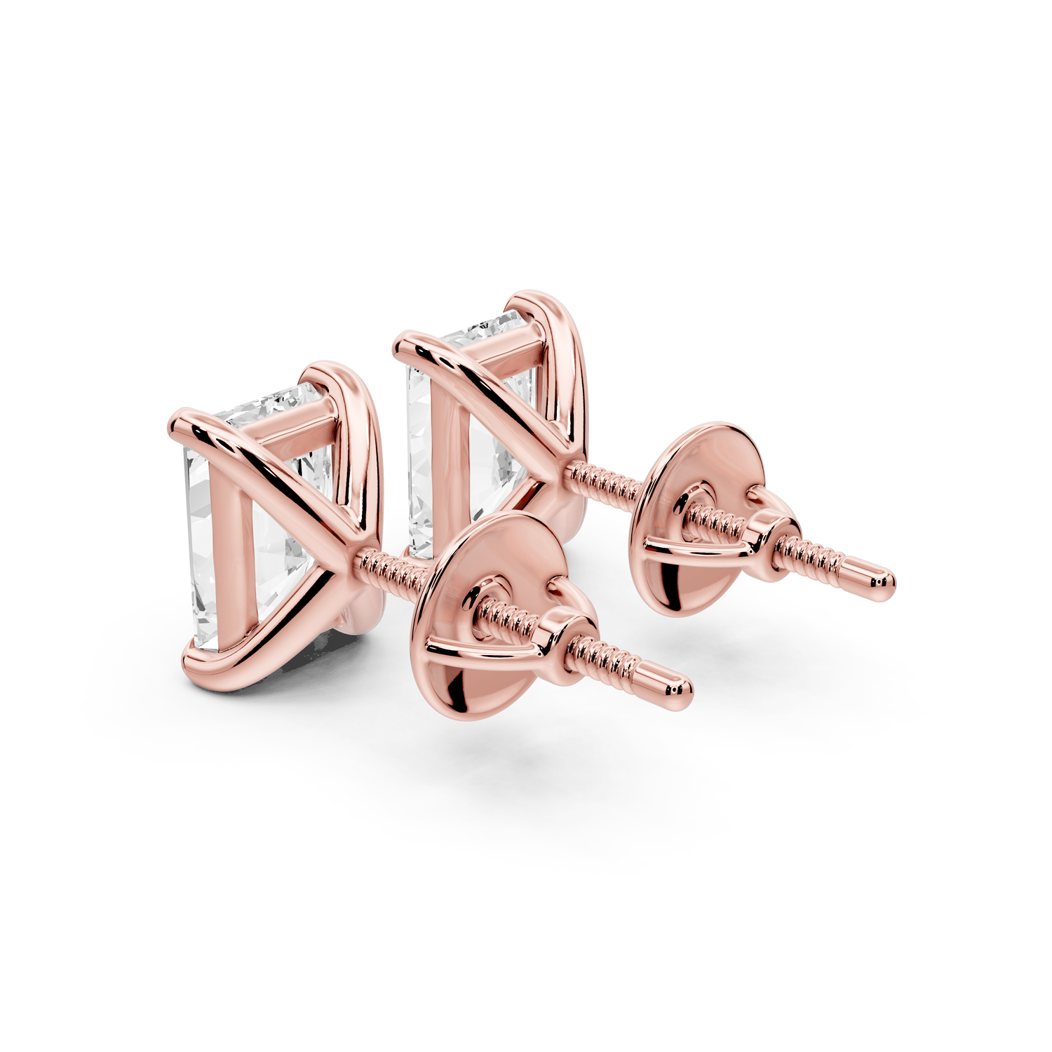 Aura - 3ct 14k rose gold Radiant - Cut Diamond Stud Earrings - Mr. Alex Jewelry