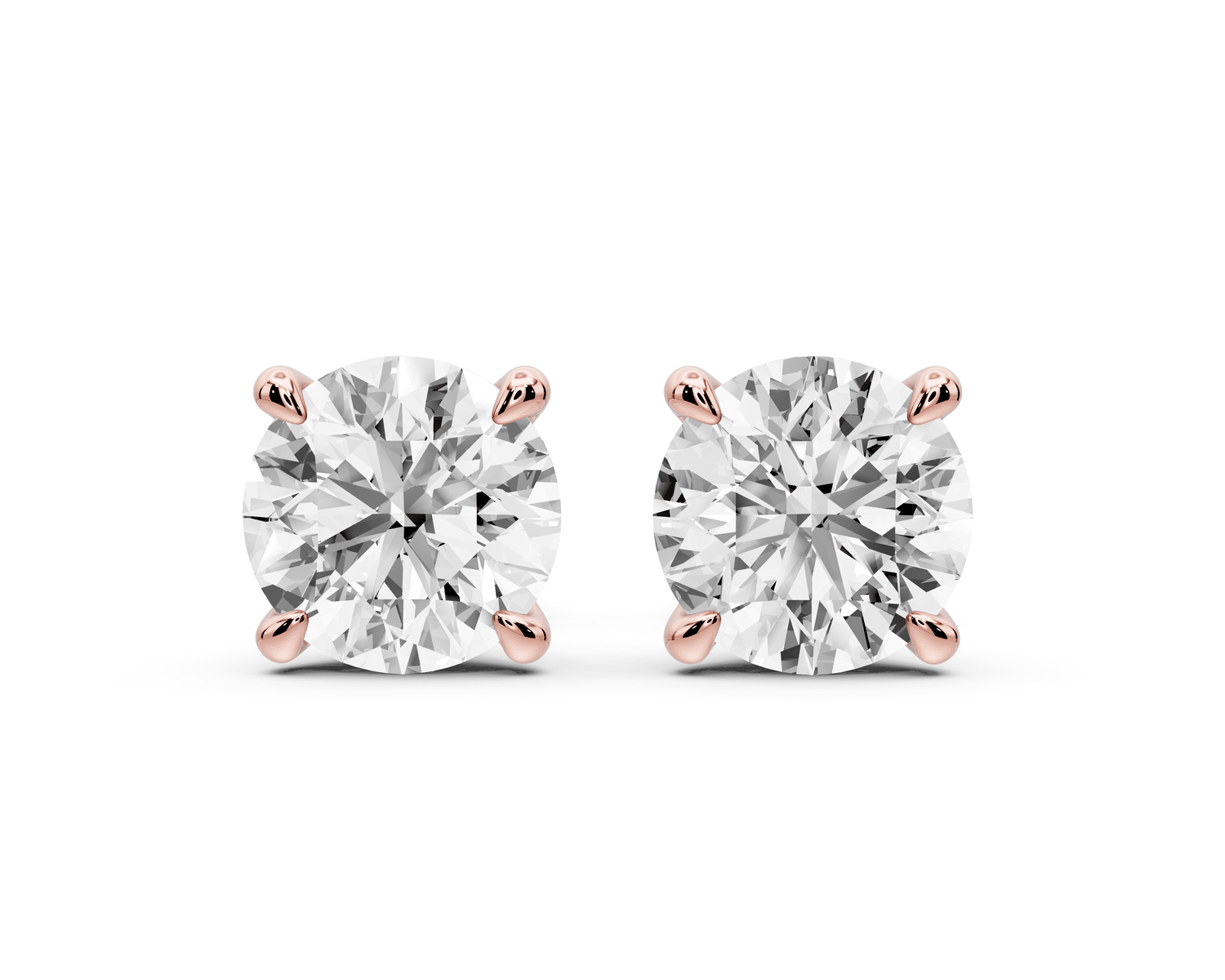 Aura - 3ct 14k rose gold Round - Cut Diamond Stud Earrings - Mr. Alex Jewelry