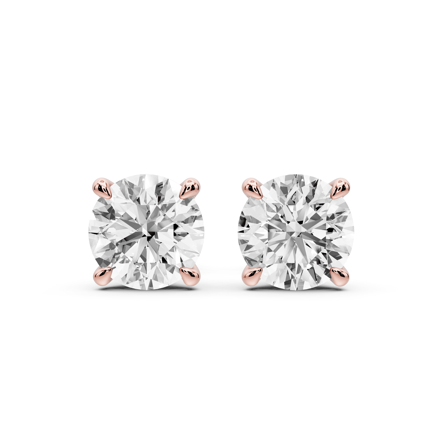 Aura - 3ct 14k rose gold Round - Cut Diamond Stud Earrings - Mr. Alex Jewelry