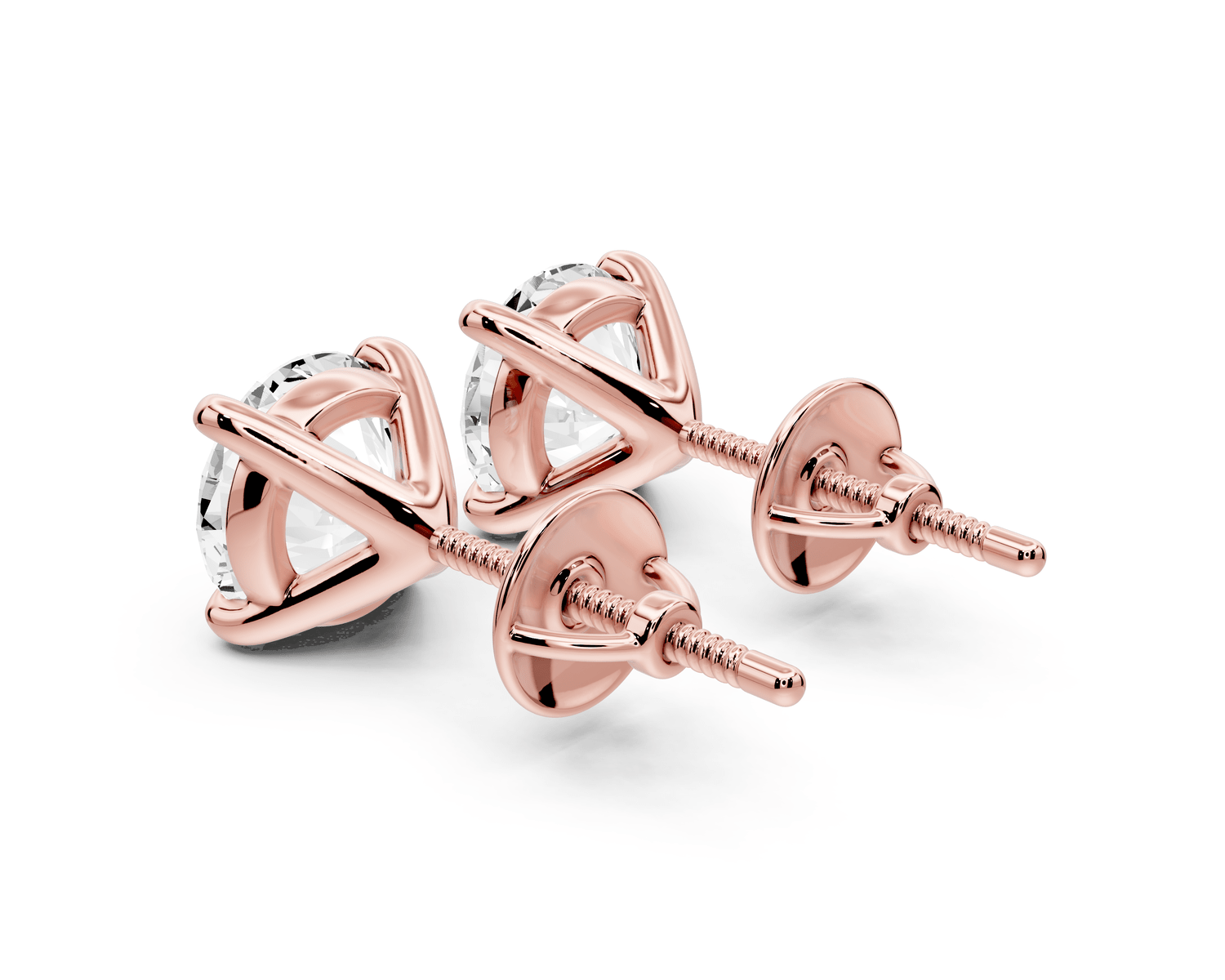 Aura - 3ct 14k rose gold Round - Cut Diamond Stud Earrings - Mr. Alex Jewelry