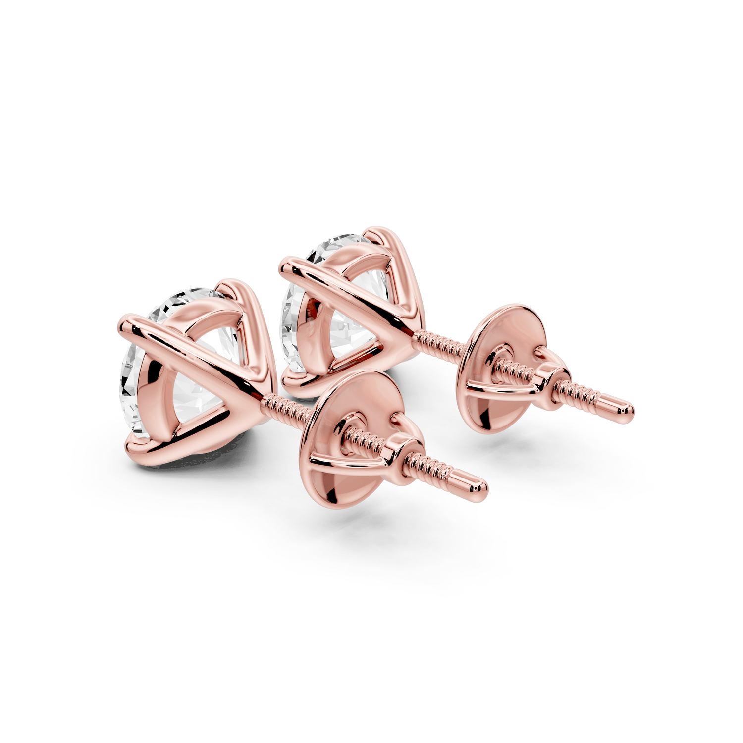 Aura - 3ct 14k rose gold Round - Cut Diamond Stud Earrings - Mr. Alex Jewelry