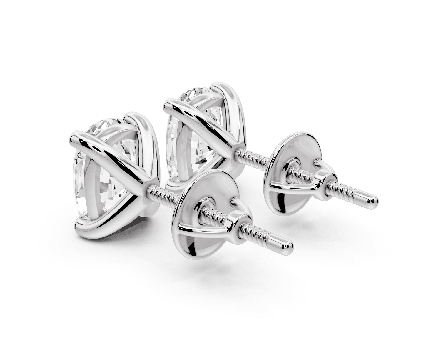 Aura - 3ct 14k white gold Elgcushion - Cut Diamond Stud Earrings - Mr. Alex Jewelry