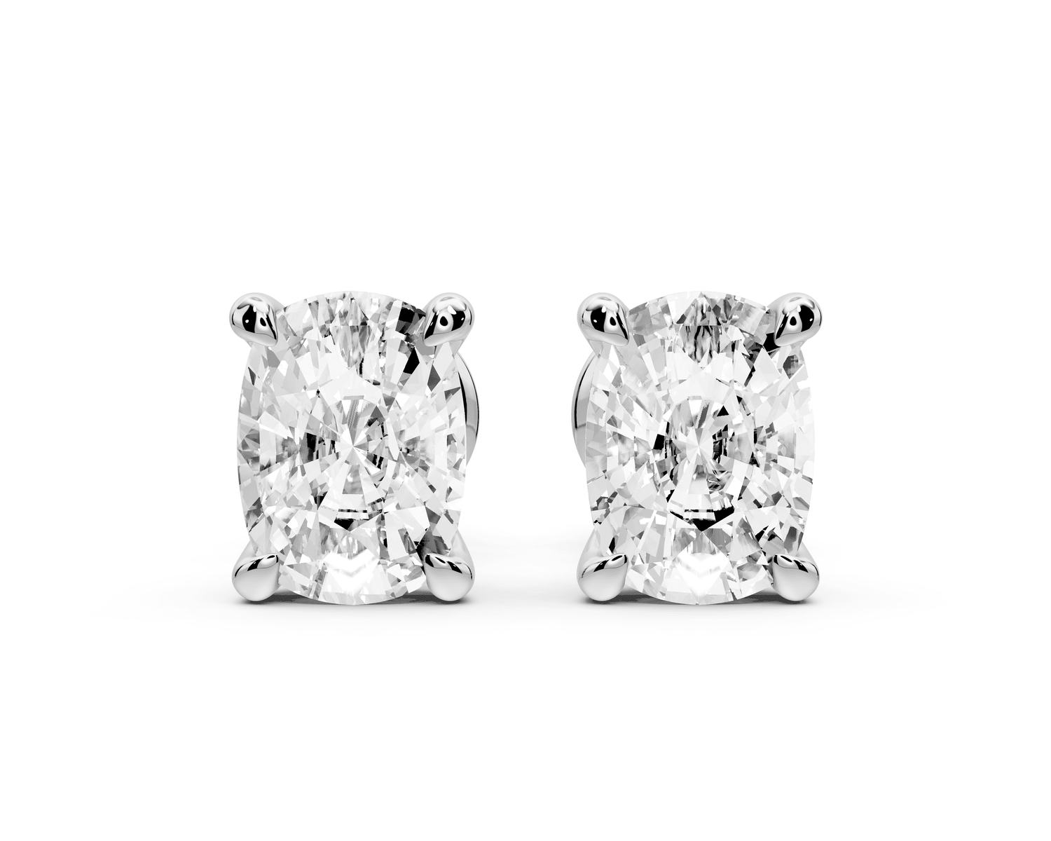 Aura - 3ct 14k white gold Elgcushion - Cut Diamond Stud Earrings - Mr. Alex Jewelry