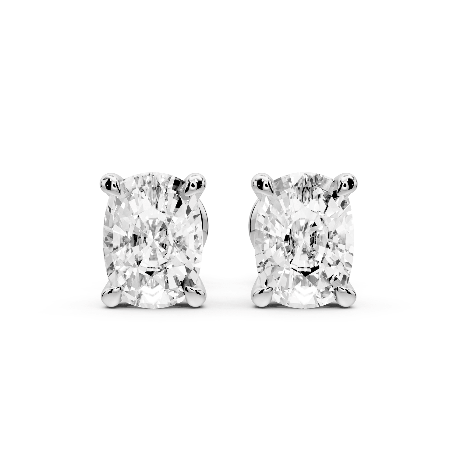 Aura - 3ct 14k white gold Elgcushion - Cut Diamond Stud Earrings - Mr. Alex Jewelry