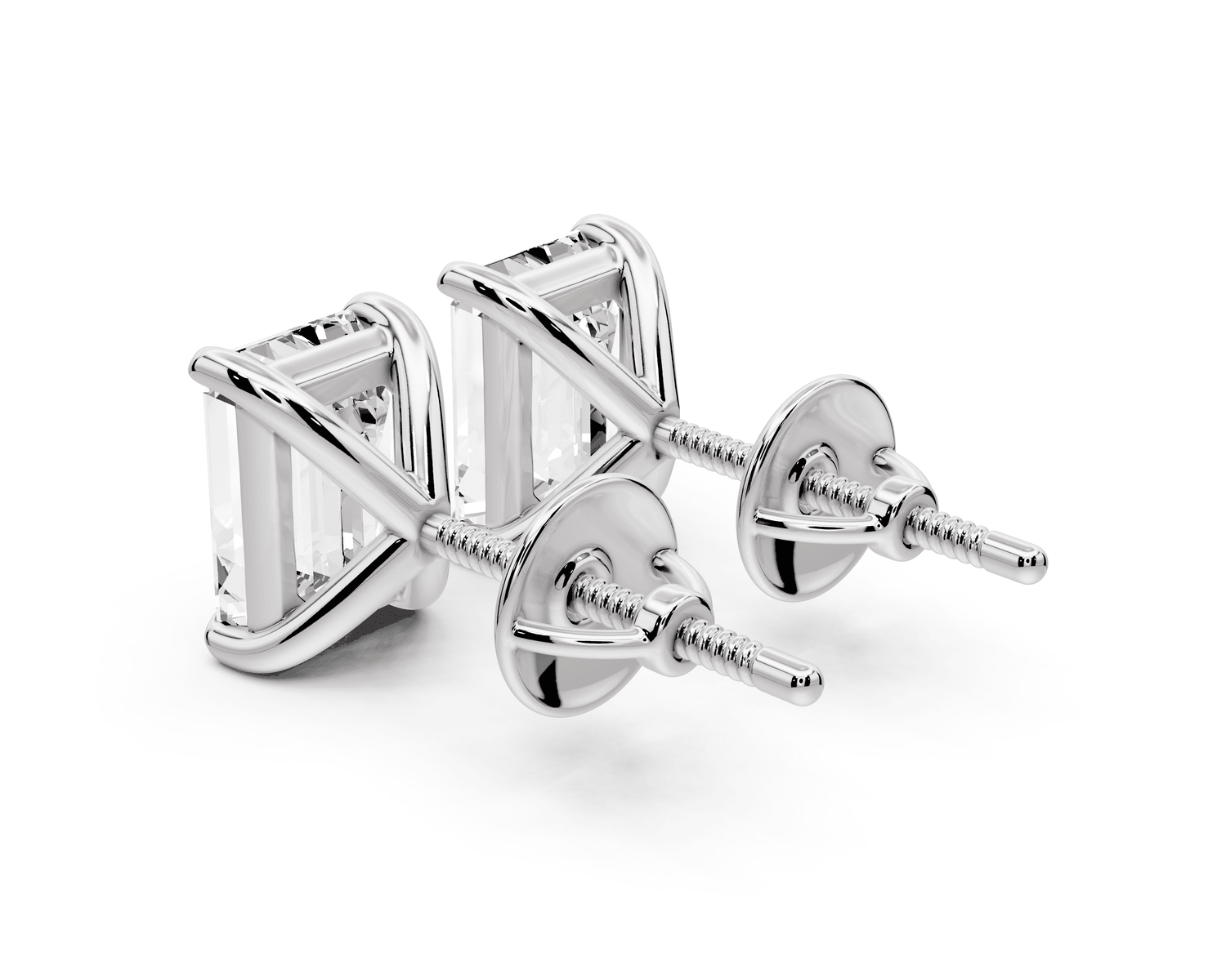Aura - 3ct 14k white gold Emerald - Cut Diamond Stud Earrings - Mr. Alex Jewelry