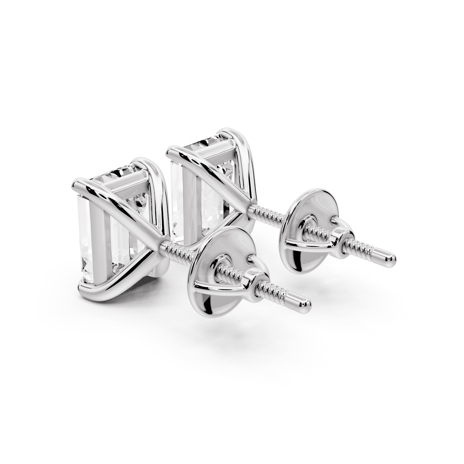 Aura - 3ct 14k white gold Emerald - Cut Diamond Stud Earrings - Mr. Alex Jewelry