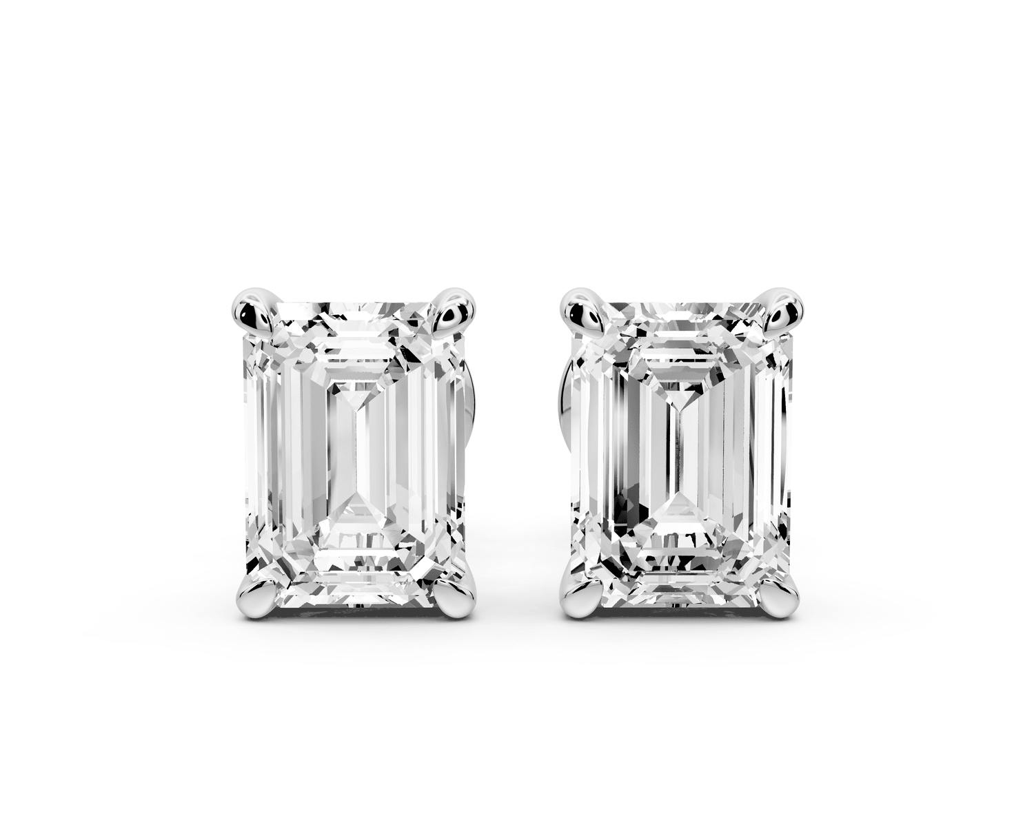 Aura - 3ct 14k white gold Emerald - Cut Diamond Stud Earrings - Mr. Alex Jewelry