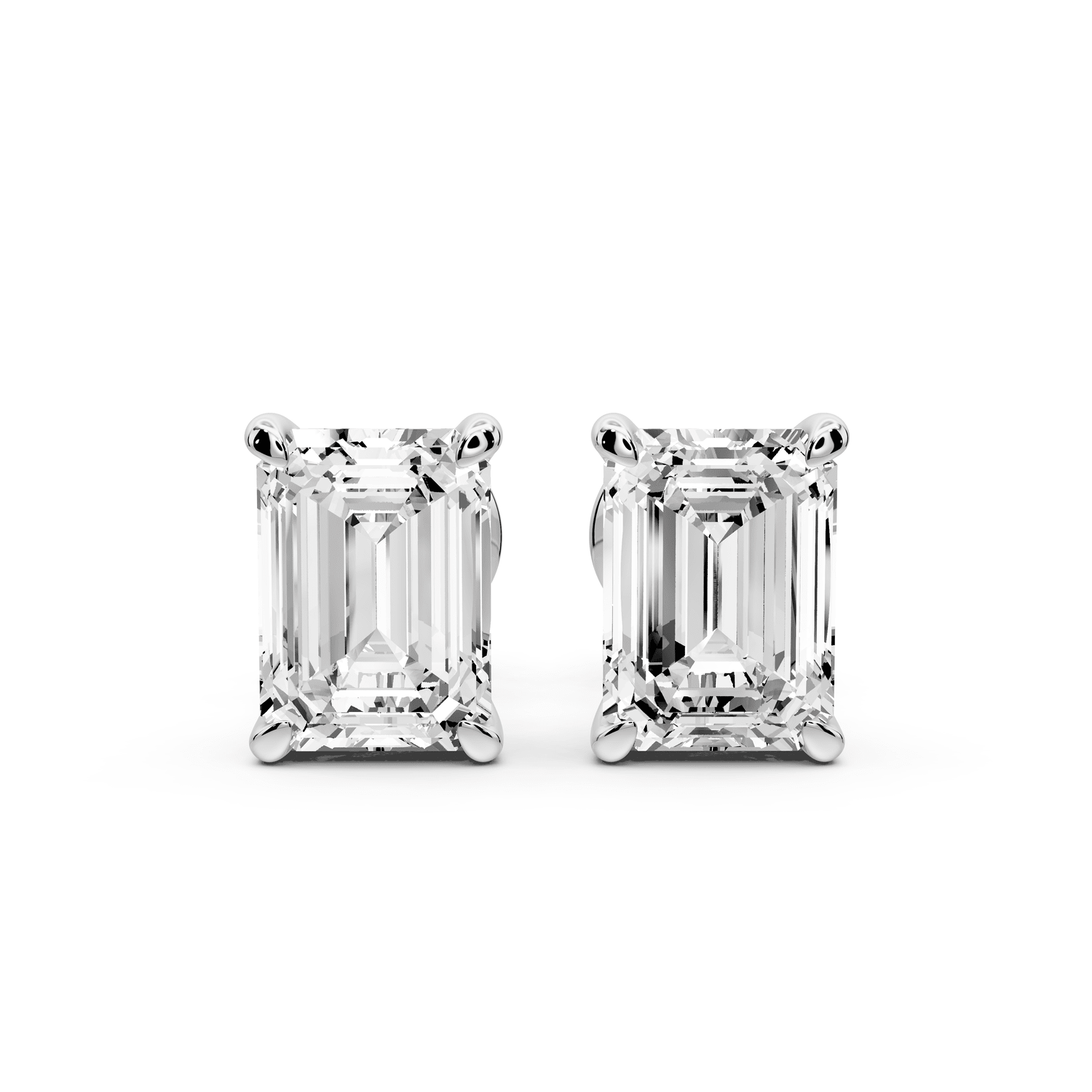 Aura - 3ct 14k white gold Emerald - Cut Diamond Stud Earrings - Mr. Alex Jewelry