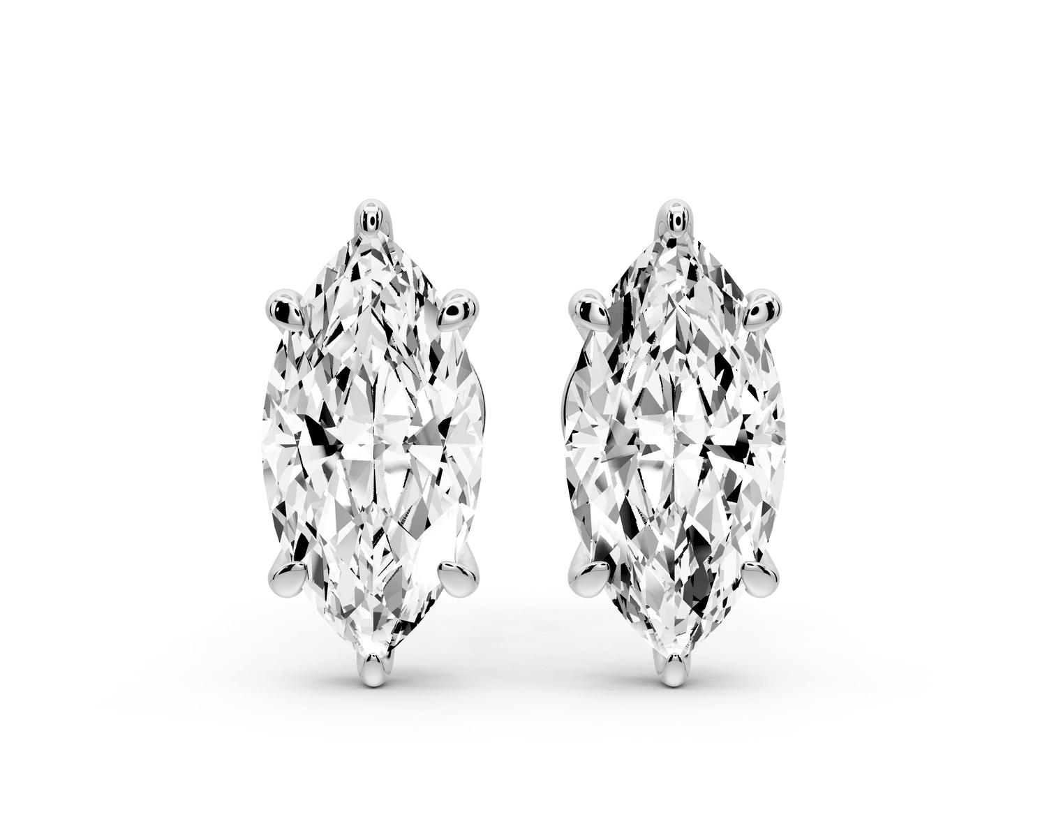 Aura - 3ct 14k white gold Marquise - Cut Diamond Stud Earrings - Mr. Alex Jewelry