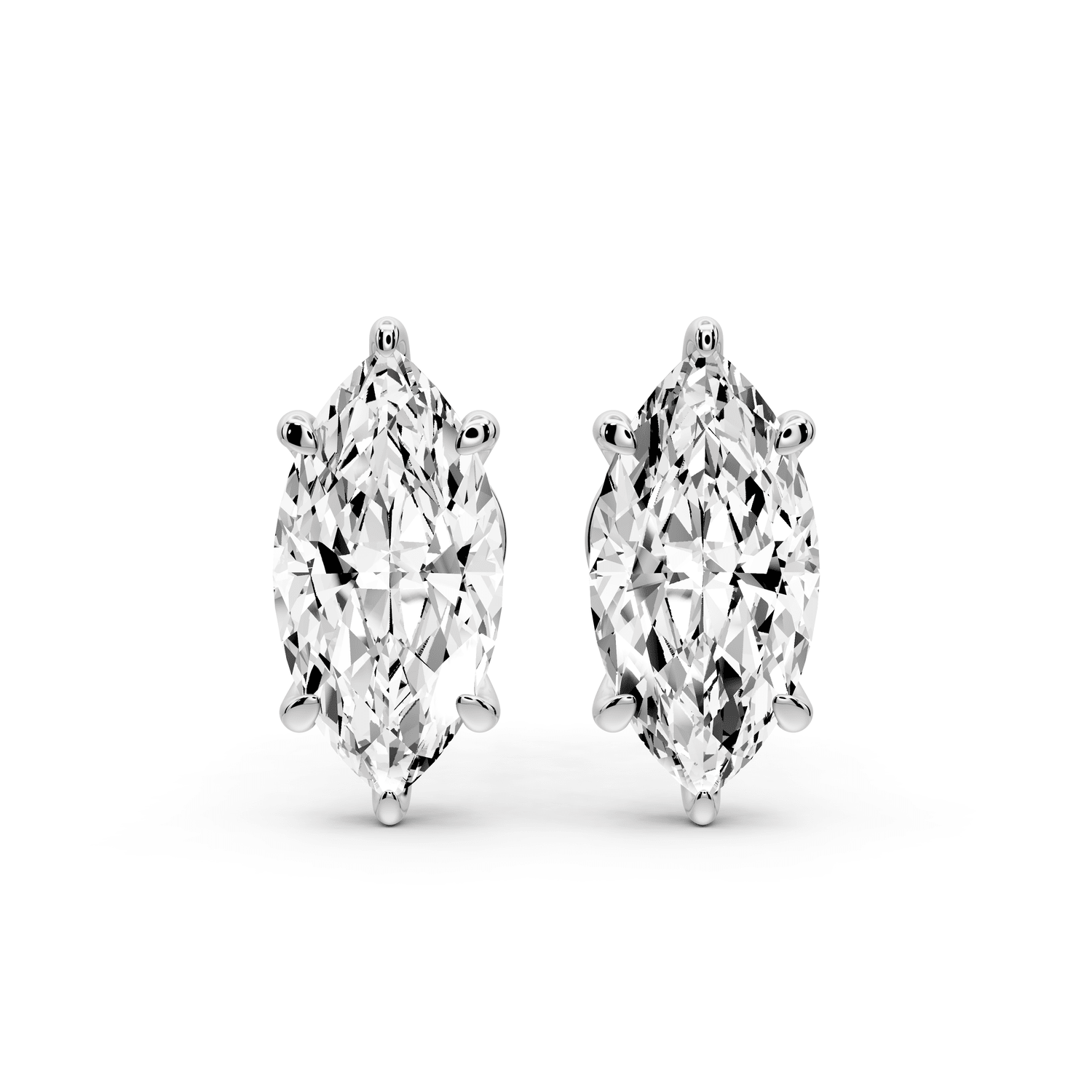 Aura - 3ct 14k white gold Marquise - Cut Diamond Stud Earrings - Mr. Alex Jewelry