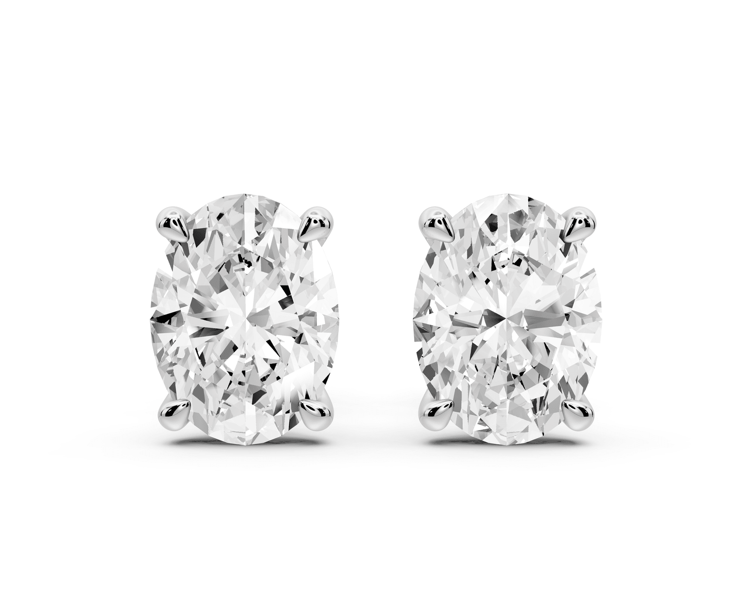 Aura - 3ct 14k white gold Oval - Cut Diamond Stud Earrings - Mr. Alex Jewelry