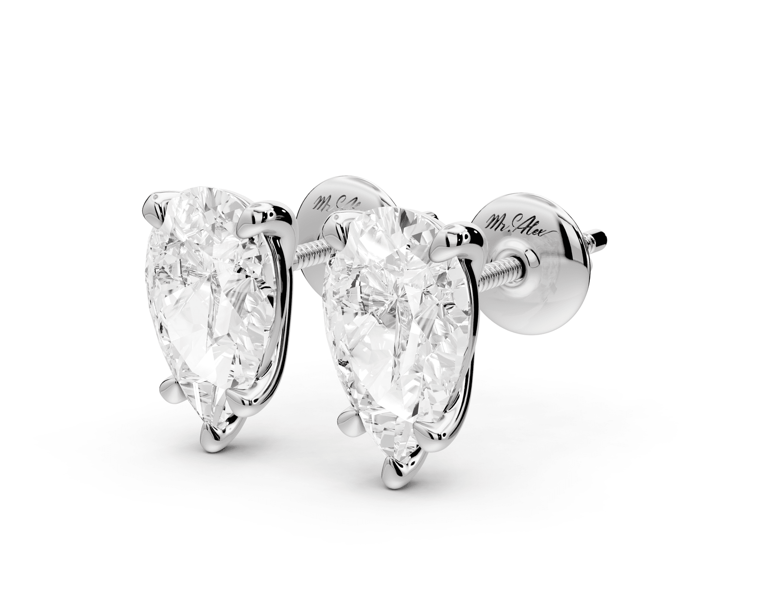 Aura - 3ct 14k white gold Pear - Cut Diamond Stud Earrings - Mr. Alex Jewelry