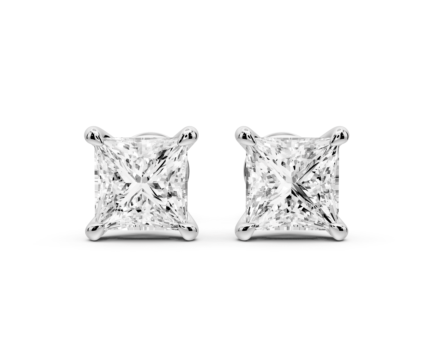 Aura - 3ct 14k white gold Princess - Cut Diamond Stud Earrings - Mr. Alex Jewelry
