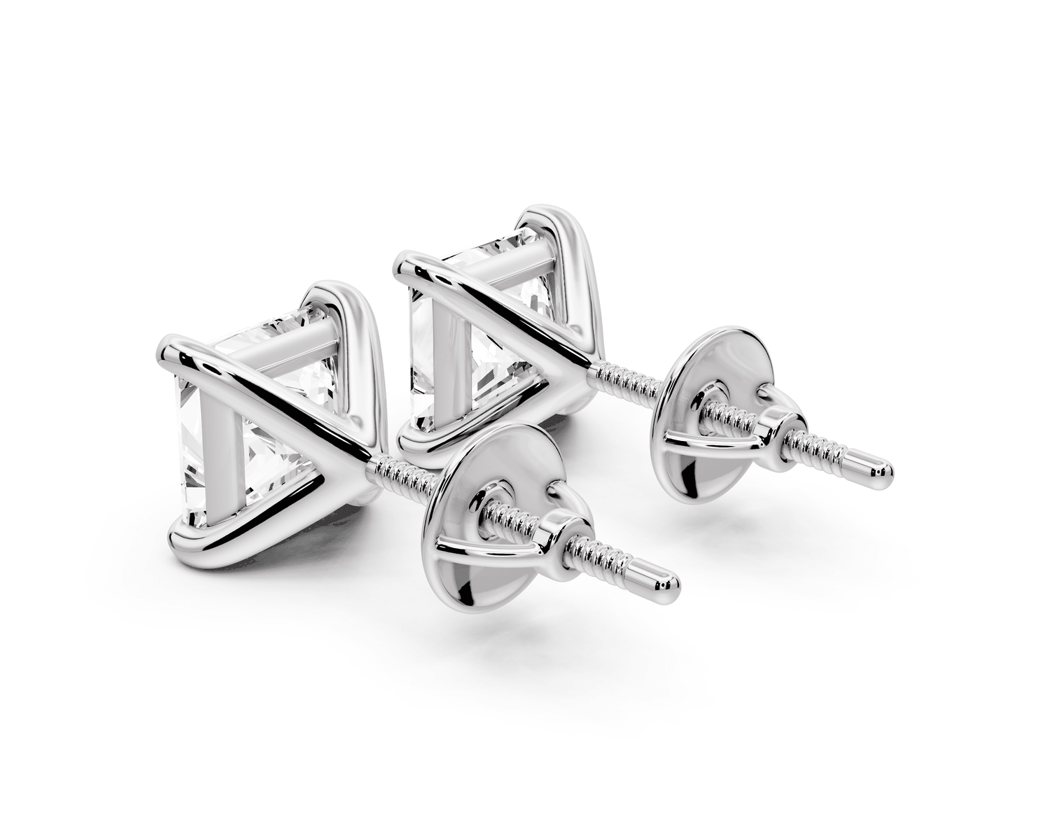 Aura - 3ct 14k white gold Princess - Cut Diamond Stud Earrings - Mr. Alex Jewelry