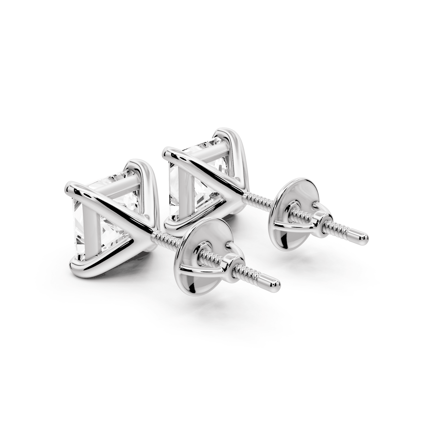 Aura - 3ct 14k white gold Princess - Cut Diamond Stud Earrings - Mr. Alex Jewelry