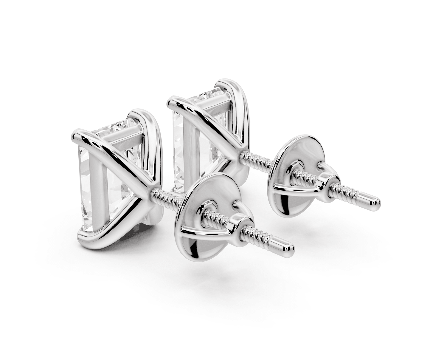 Aura - 3ct 14k white gold Radiant - Cut Diamond Stud Earrings - Mr. Alex Jewelry