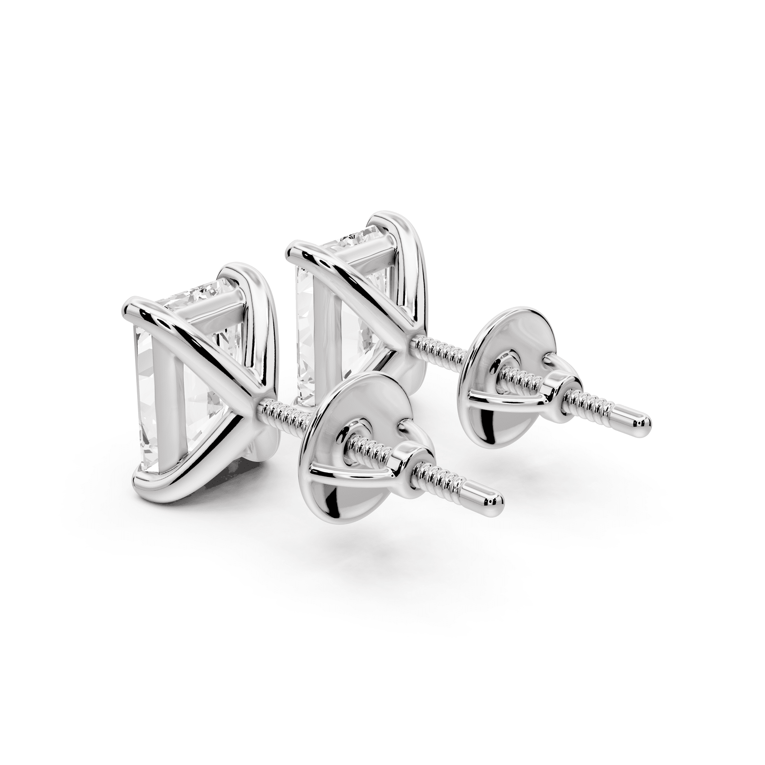Aura - 3ct 14k white gold Radiant - Cut Diamond Stud Earrings - Mr. Alex Jewelry