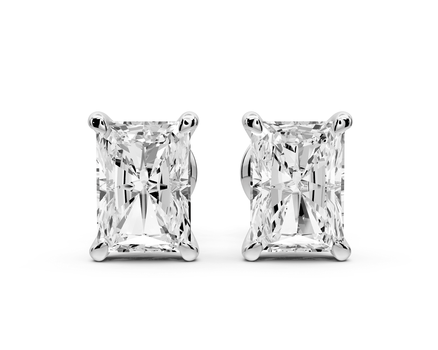 Aura - 3ct 14k white gold Radiant - Cut Diamond Stud Earrings - Mr. Alex Jewelry