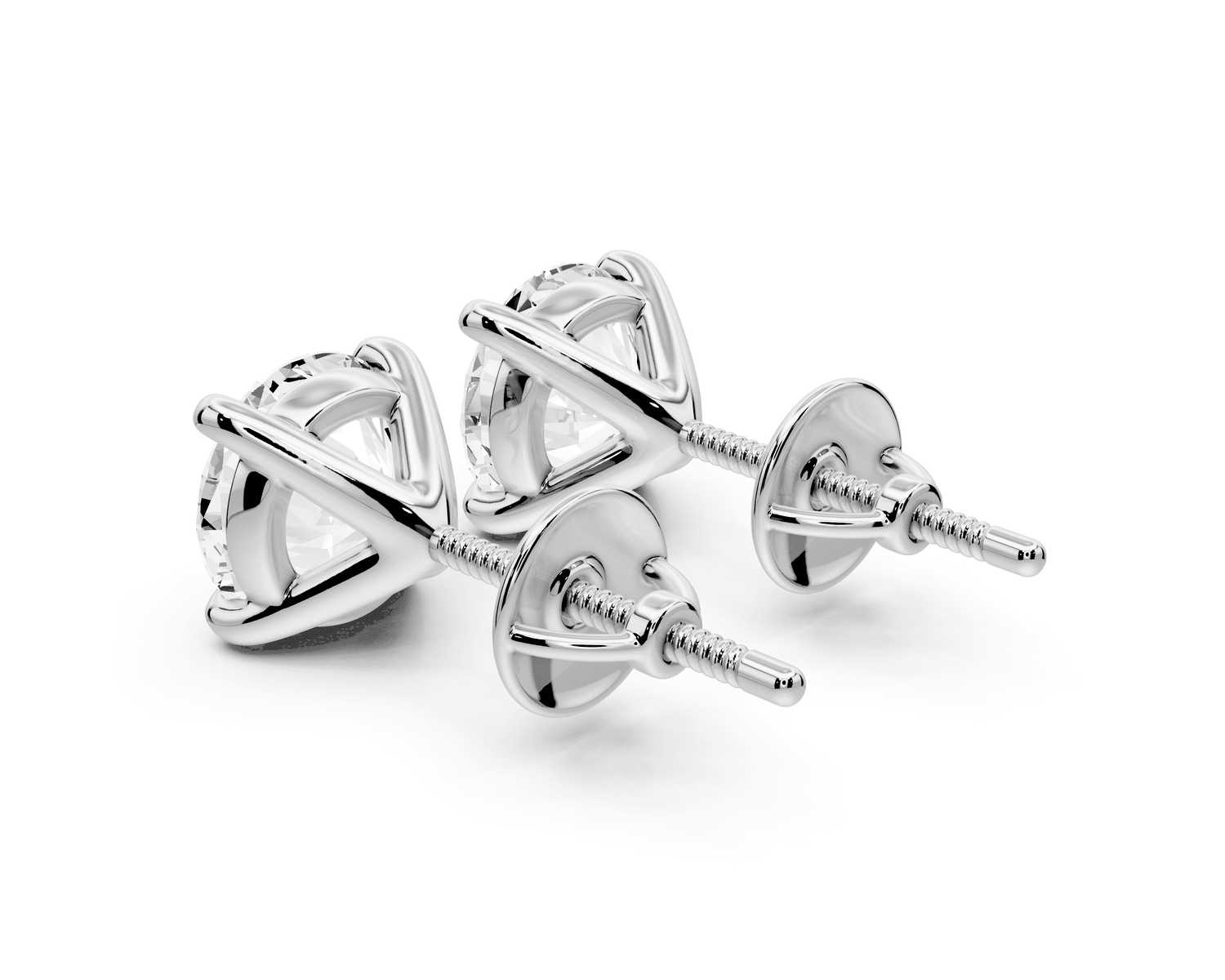 Aura - 3ct 14k white gold Round - Cut Diamond Stud Earrings - Mr. Alex Jewelry