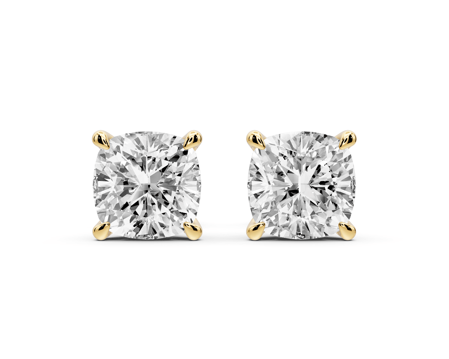 Aura - 3ct 14k yellow gold Cushion - Cut Diamond Stud Earrings - Mr. Alex Jewelry