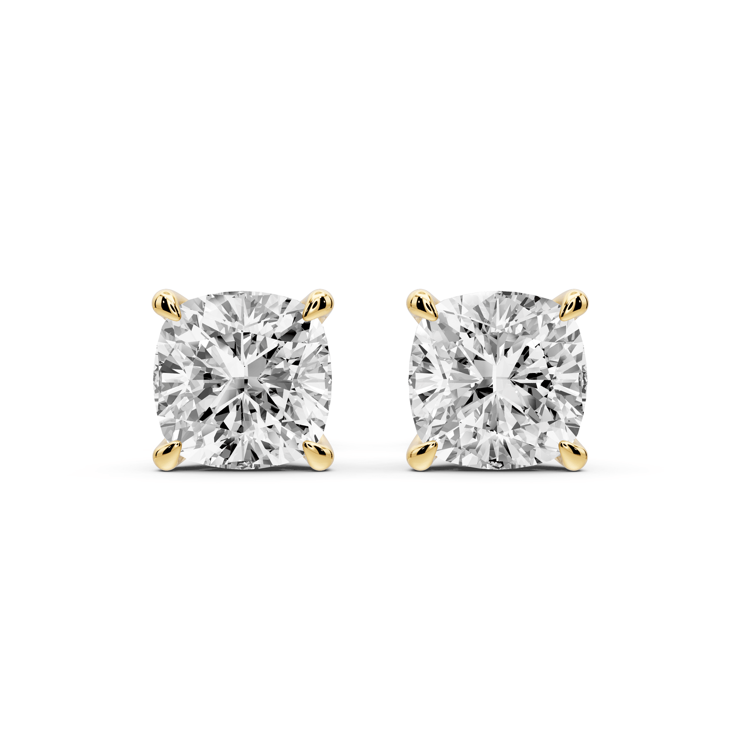Aura - 3ct 14k yellow gold Cushion - Cut Diamond Stud Earrings - Mr. Alex Jewelry