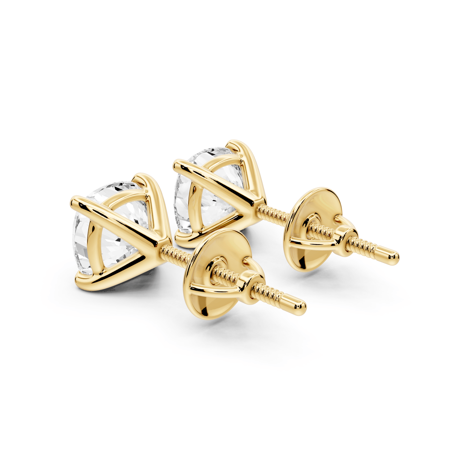 Aura - 3ct 14k yellow gold Cushion - Cut Diamond Stud Earrings - Mr. Alex Jewelry