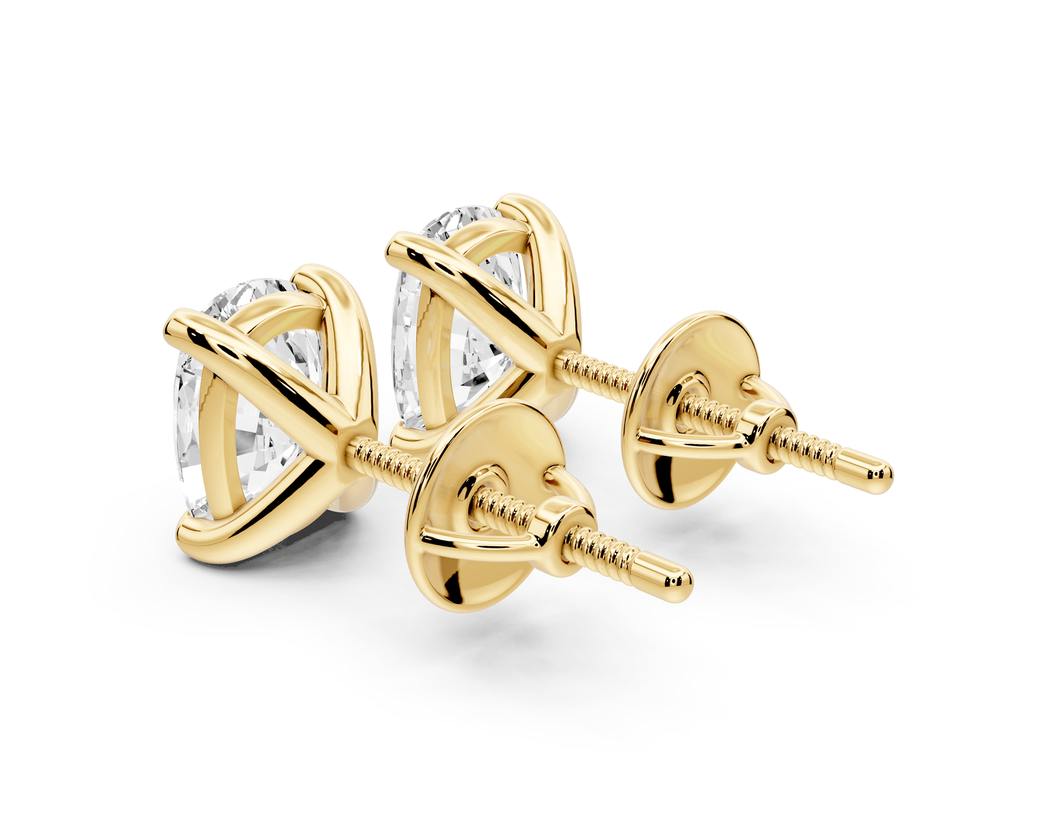 Aura - 3ct 14k yellow gold Elgcushion - Cut Diamond Stud Earrings - Mr. Alex Jewelry