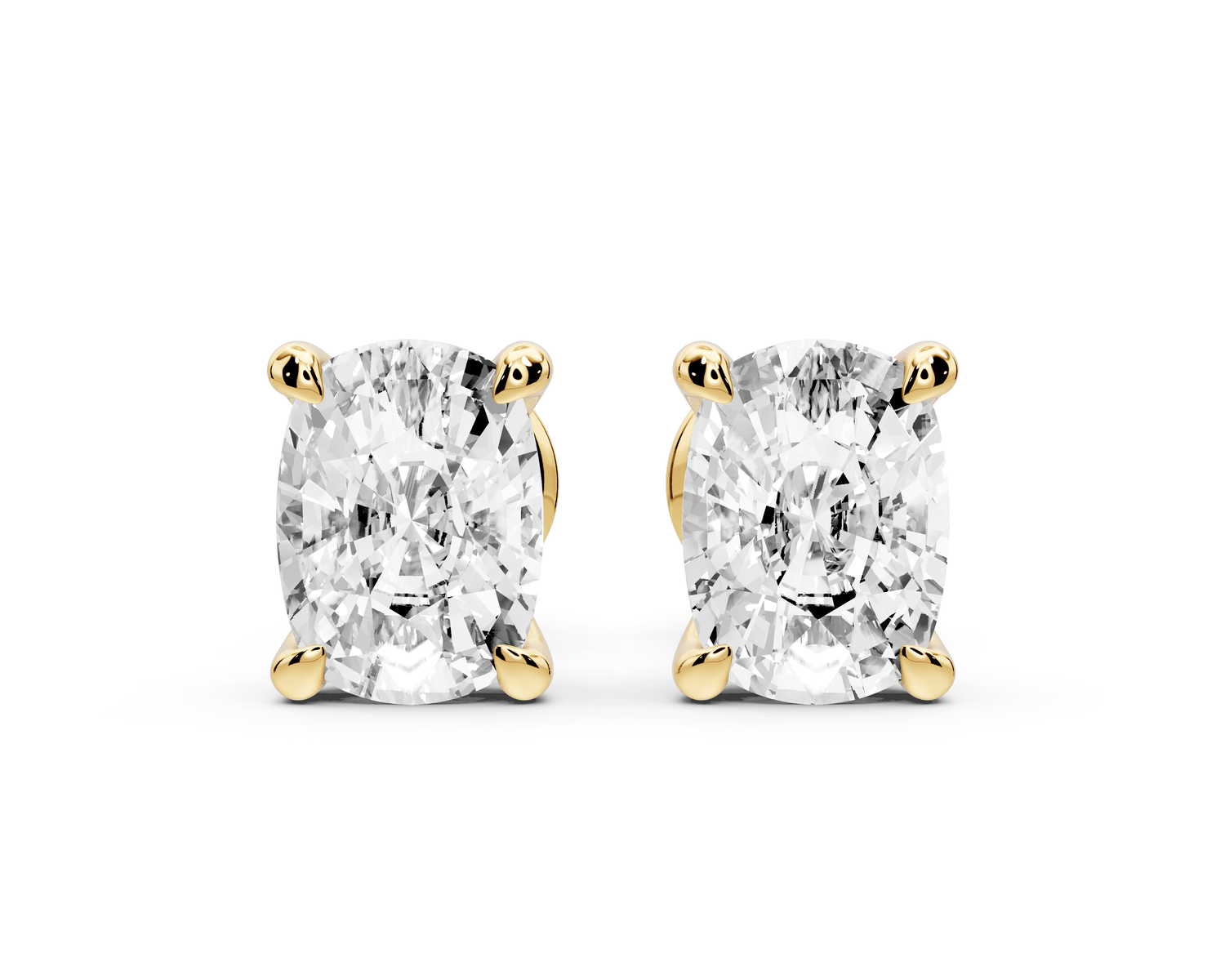 Aura - 3ct 14k yellow gold Elgcushion - Cut Diamond Stud Earrings - Mr. Alex Jewelry