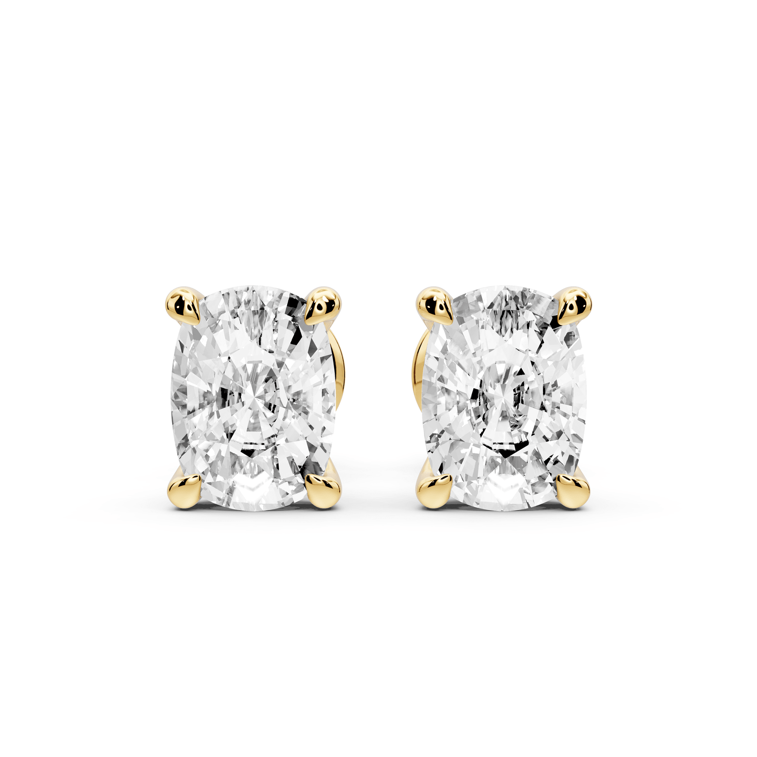 Aura - 3ct 14k yellow gold Elgcushion - Cut Diamond Stud Earrings - Mr. Alex Jewelry