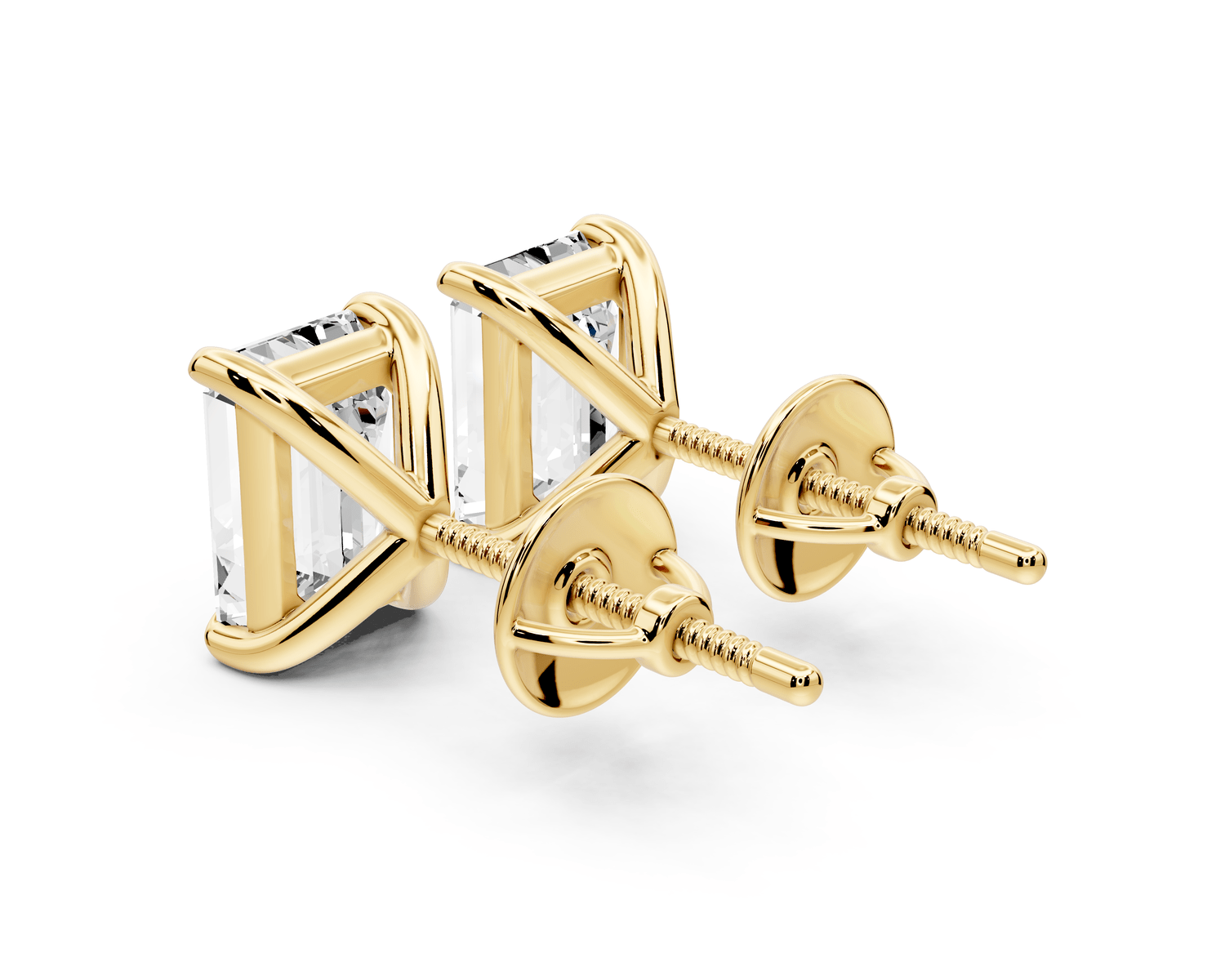 Aura - 3ct 14k yellow gold Emerald - Cut Diamond Stud Earrings - Mr. Alex Jewelry