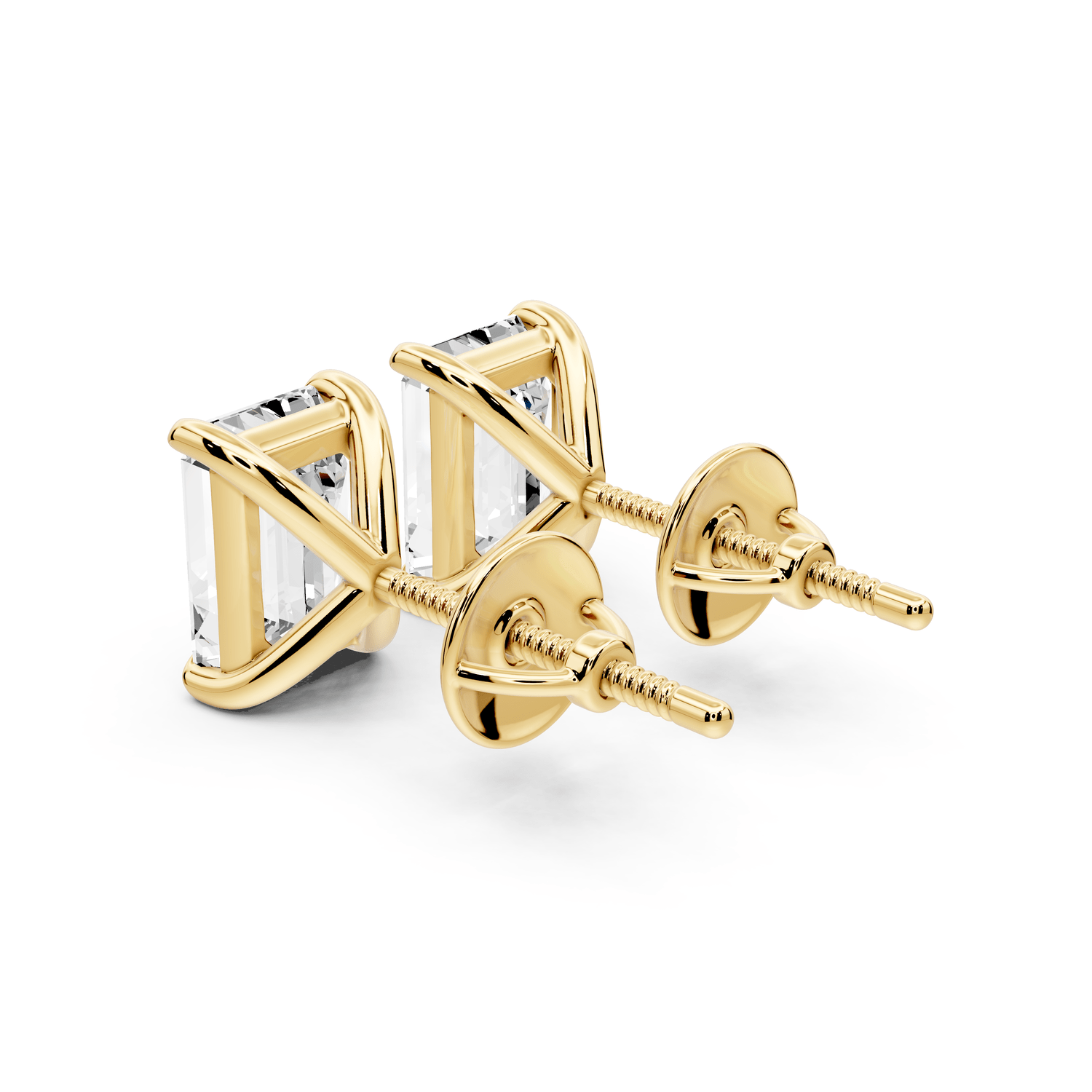 Aura - 3ct 14k yellow gold Emerald - Cut Diamond Stud Earrings - Mr. Alex Jewelry