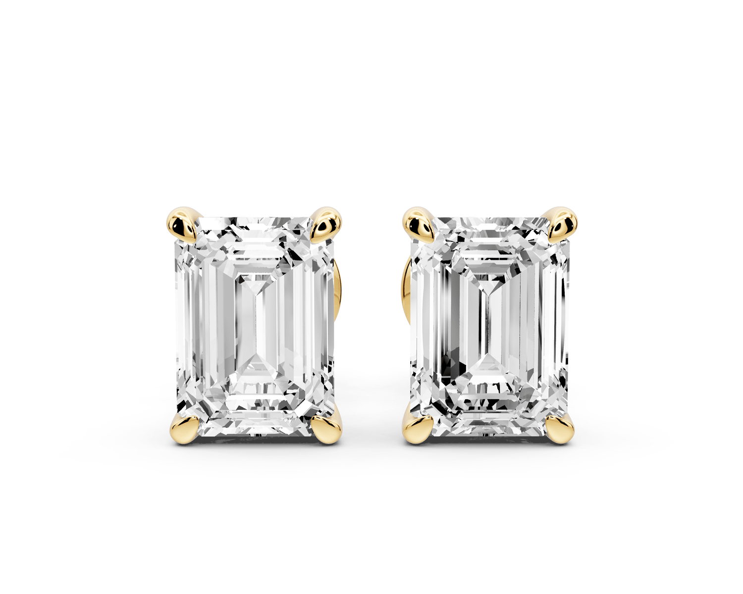 Aura - 3ct 14k yellow gold Emerald - Cut Diamond Stud Earrings - Mr. Alex Jewelry