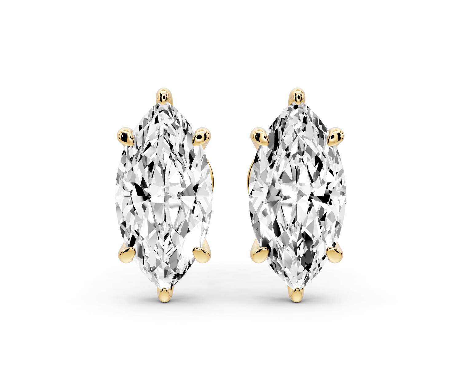 Aura - 3ct 14k yellow gold Marquise - Cut Diamond Stud Earrings - Mr. Alex Jewelry