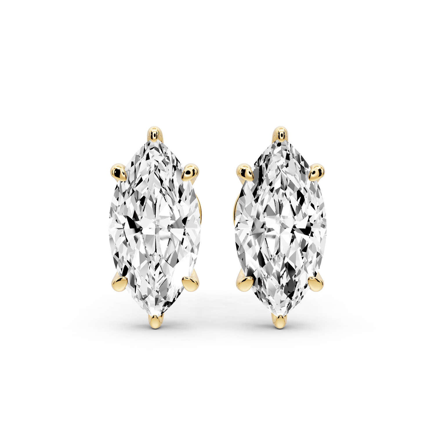 Aura - 3ct 14k yellow gold Marquise - Cut Diamond Stud Earrings - Mr. Alex Jewelry
