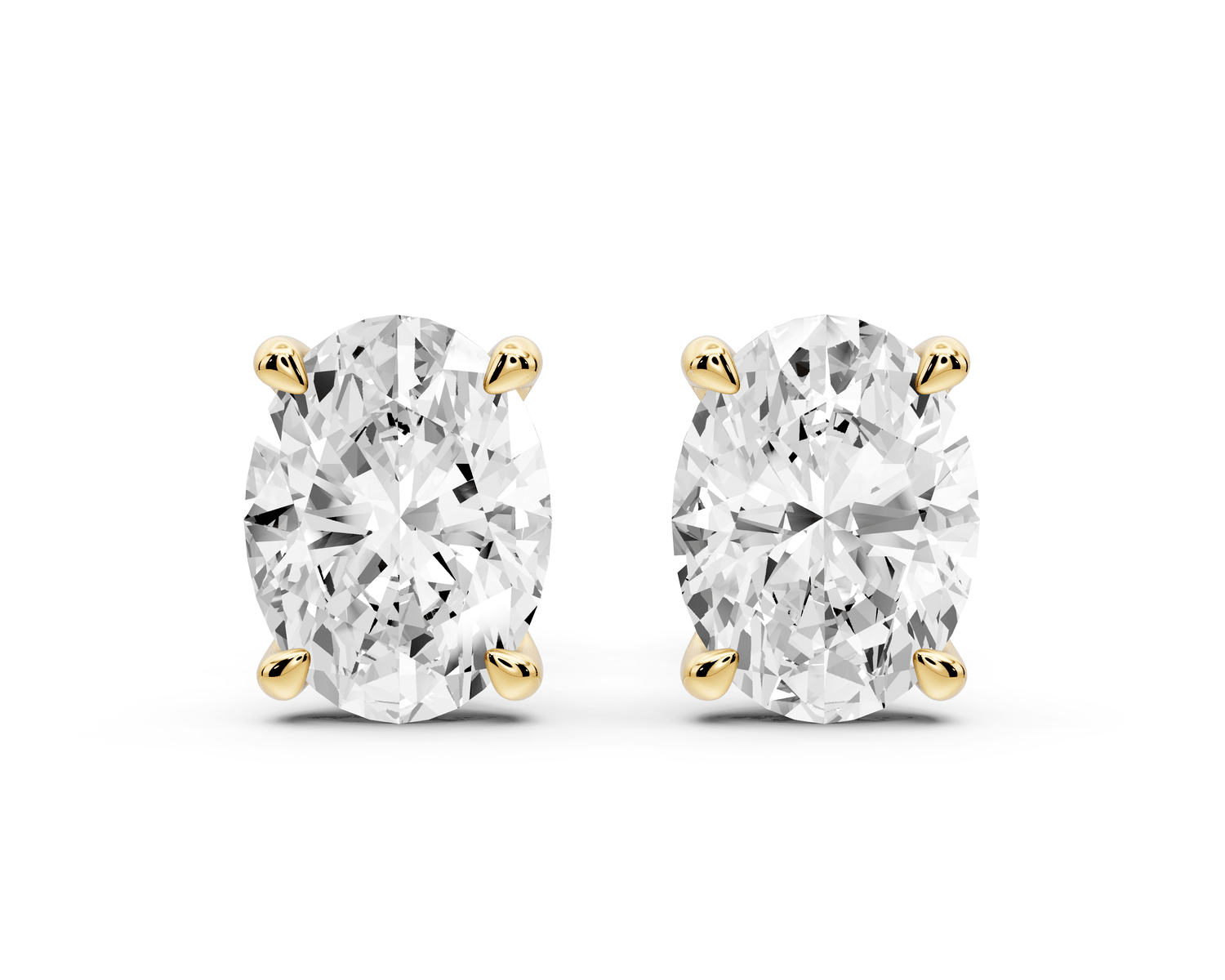Aura - 3ct 14k yellow gold Oval - Cut Diamond Stud Earrings - Mr. Alex Jewelry