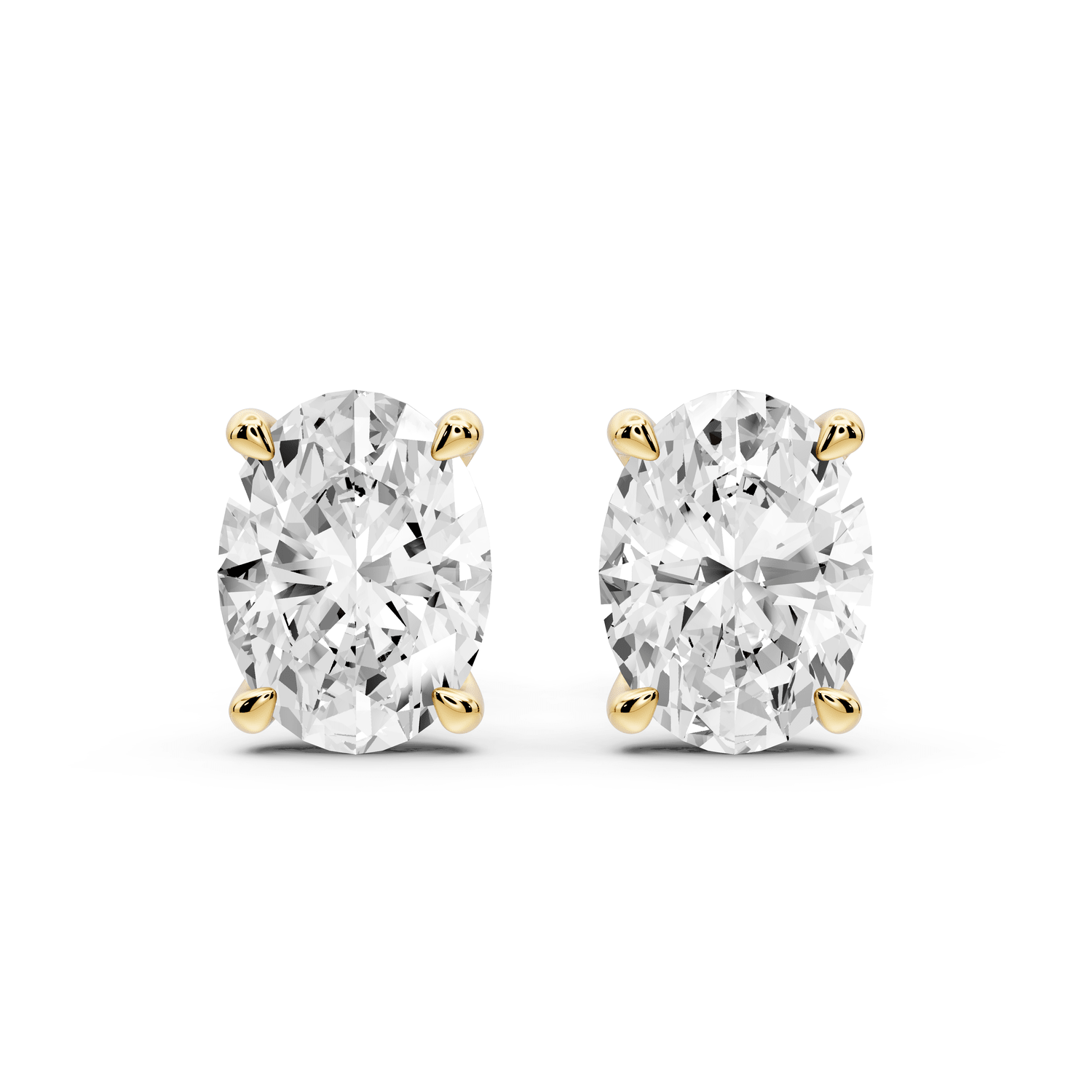 Aura - 3ct 14k yellow gold Oval - Cut Diamond Stud Earrings - Mr. Alex Jewelry