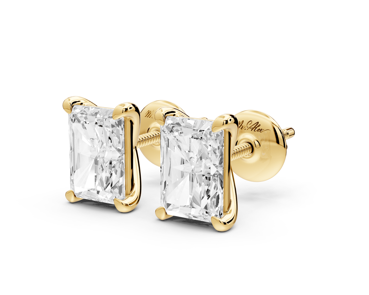 Aura - 3ct 14k yellow gold Radiant - Cut Diamond Stud Earrings - Mr. Alex Jewelry