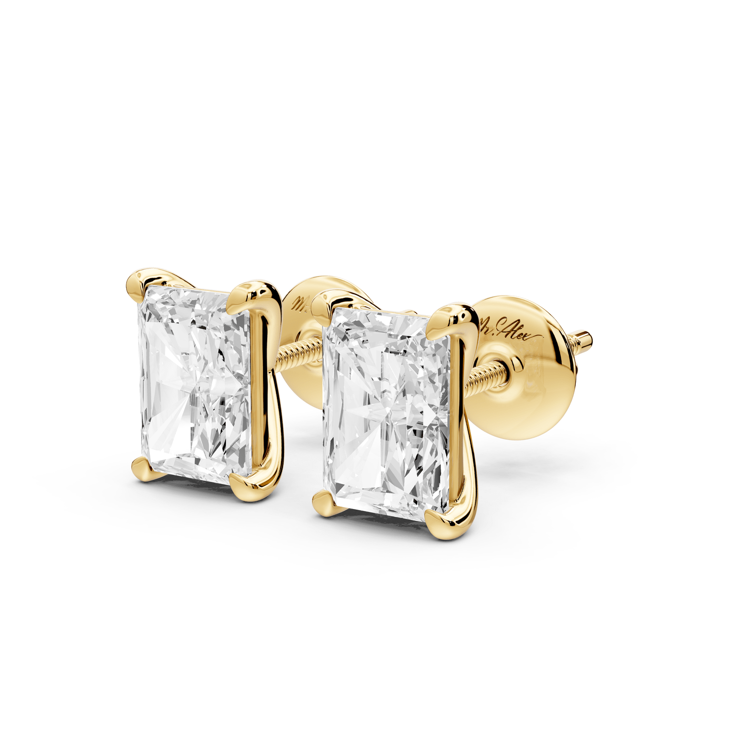Aura - 3ct 14k yellow gold Radiant - Cut Diamond Stud Earrings - Mr. Alex Jewelry