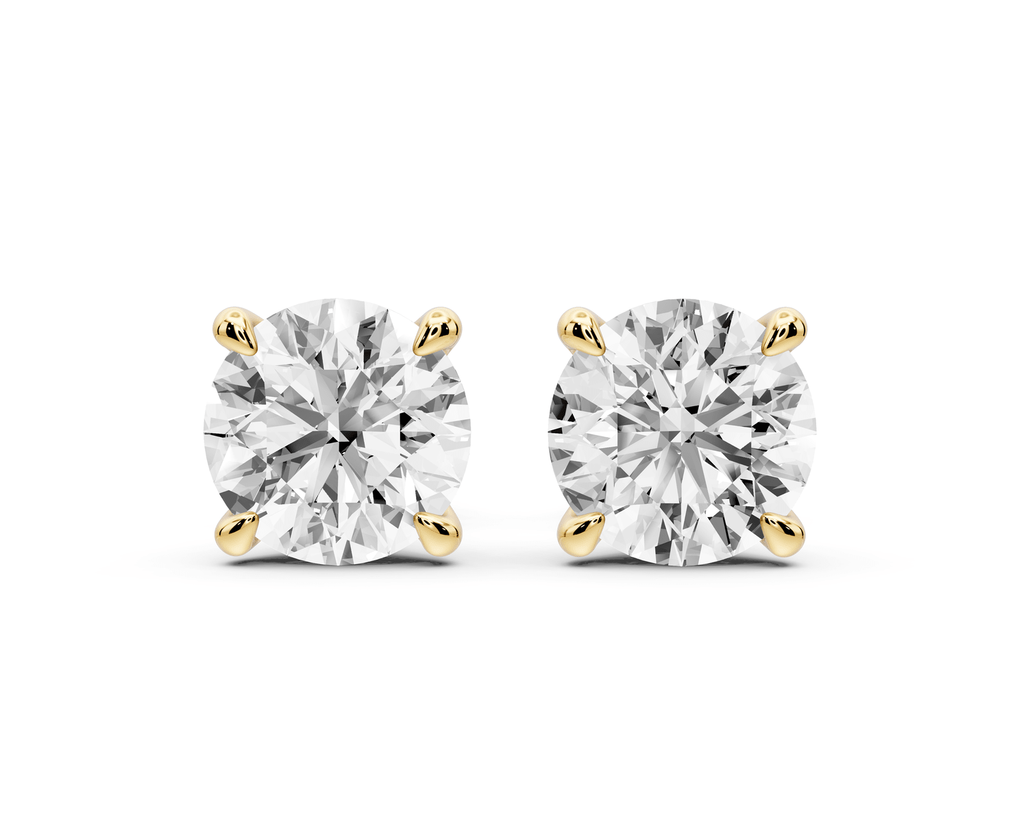 Aura - 3ct 14k yellow gold Round - Cut Diamond Stud Earrings - Mr. Alex Jewelry