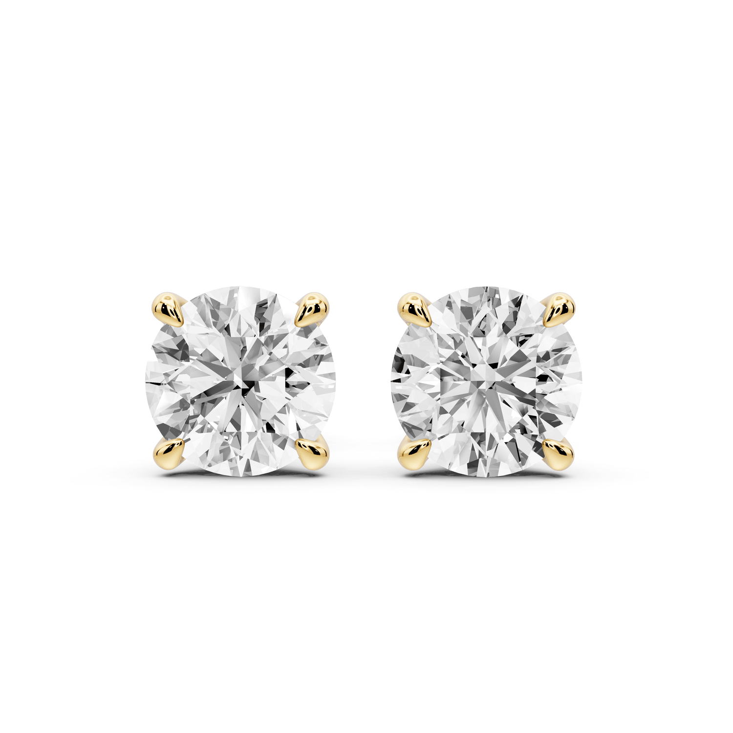 Aura - 3ct 14k yellow gold Round - Cut Diamond Stud Earrings - Mr. Alex Jewelry