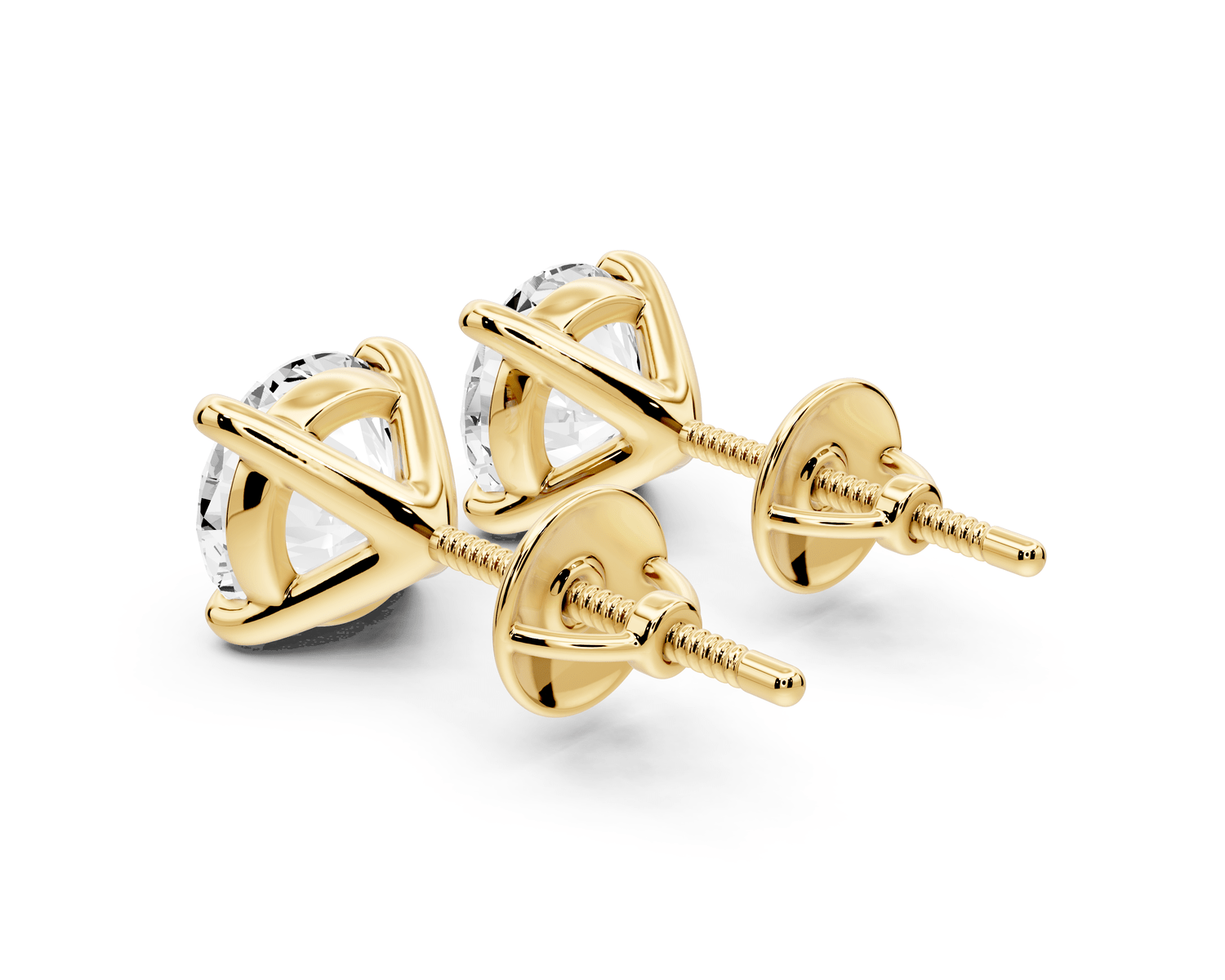 Aura - 3ct 14k yellow gold Round - Cut Diamond Stud Earrings - Mr. Alex Jewelry
