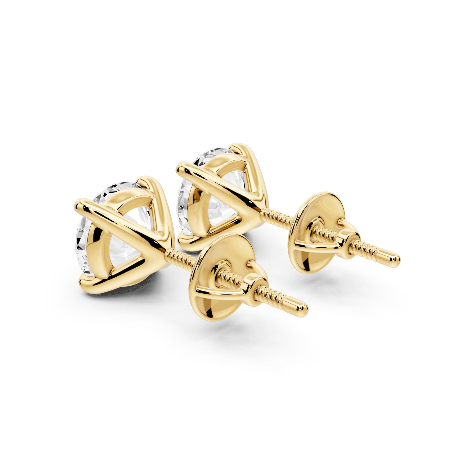 Aura - 3ct 14k yellow gold Round - Cut Diamond Stud Earrings - Mr. Alex Jewelry