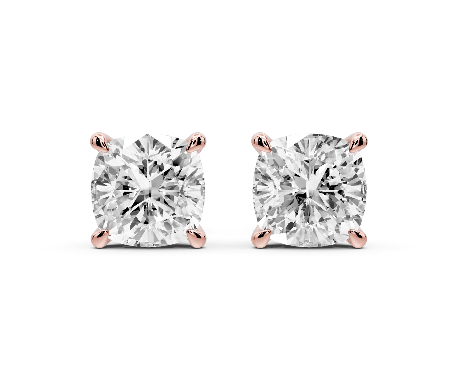 Aura - 4ct 14k rose gold Cushion - Cut Diamond Stud Earrings - Mr. Alex Jewelry