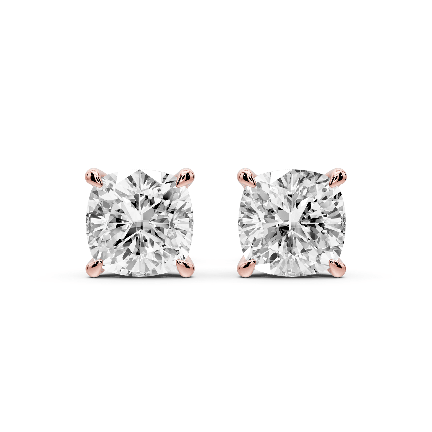 Aura - 4ct 14k rose gold Cushion - Cut Diamond Stud Earrings - Mr. Alex Jewelry