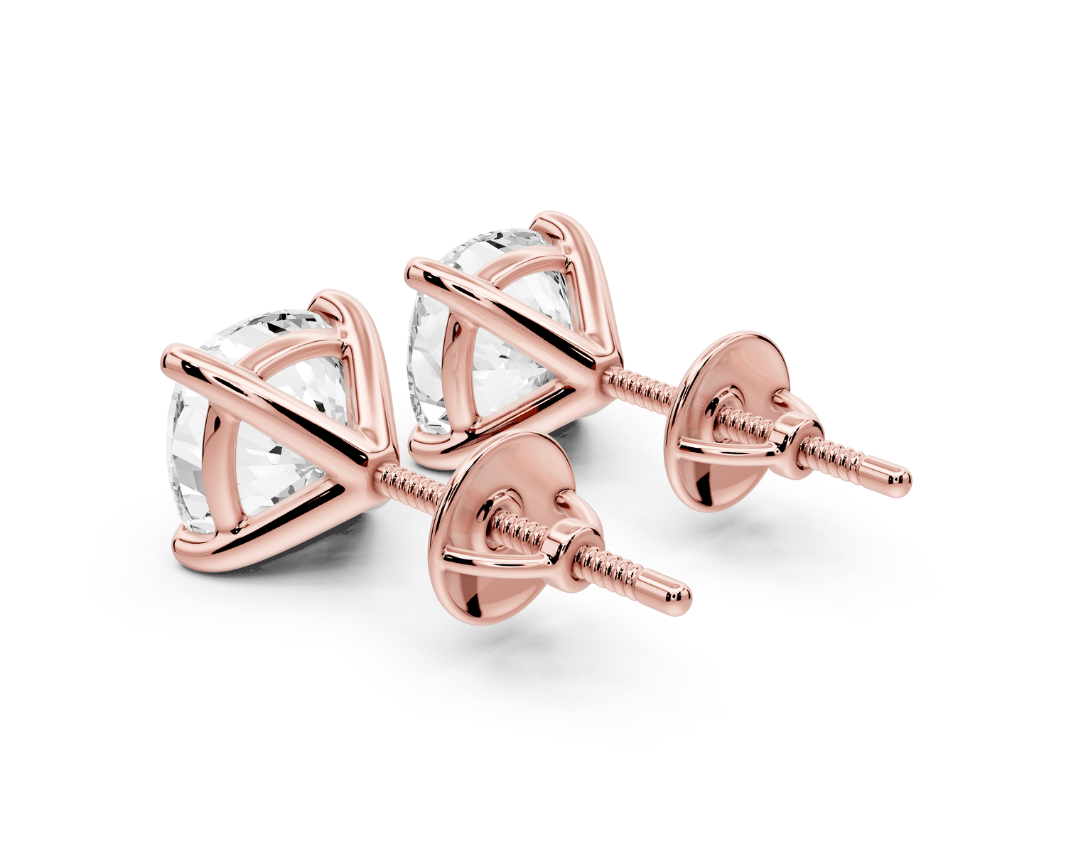 Aura - 4ct 14k rose gold Cushion - Cut Diamond Stud Earrings - Mr. Alex Jewelry