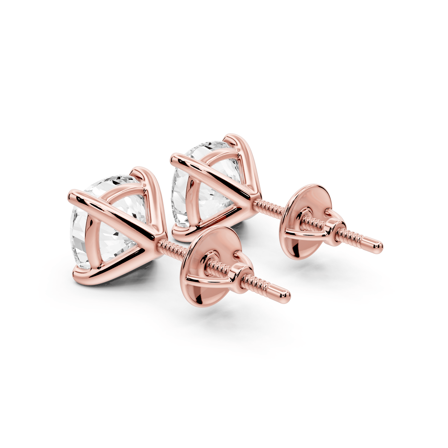 Aura - 4ct 14k rose gold Cushion - Cut Diamond Stud Earrings - Mr. Alex Jewelry