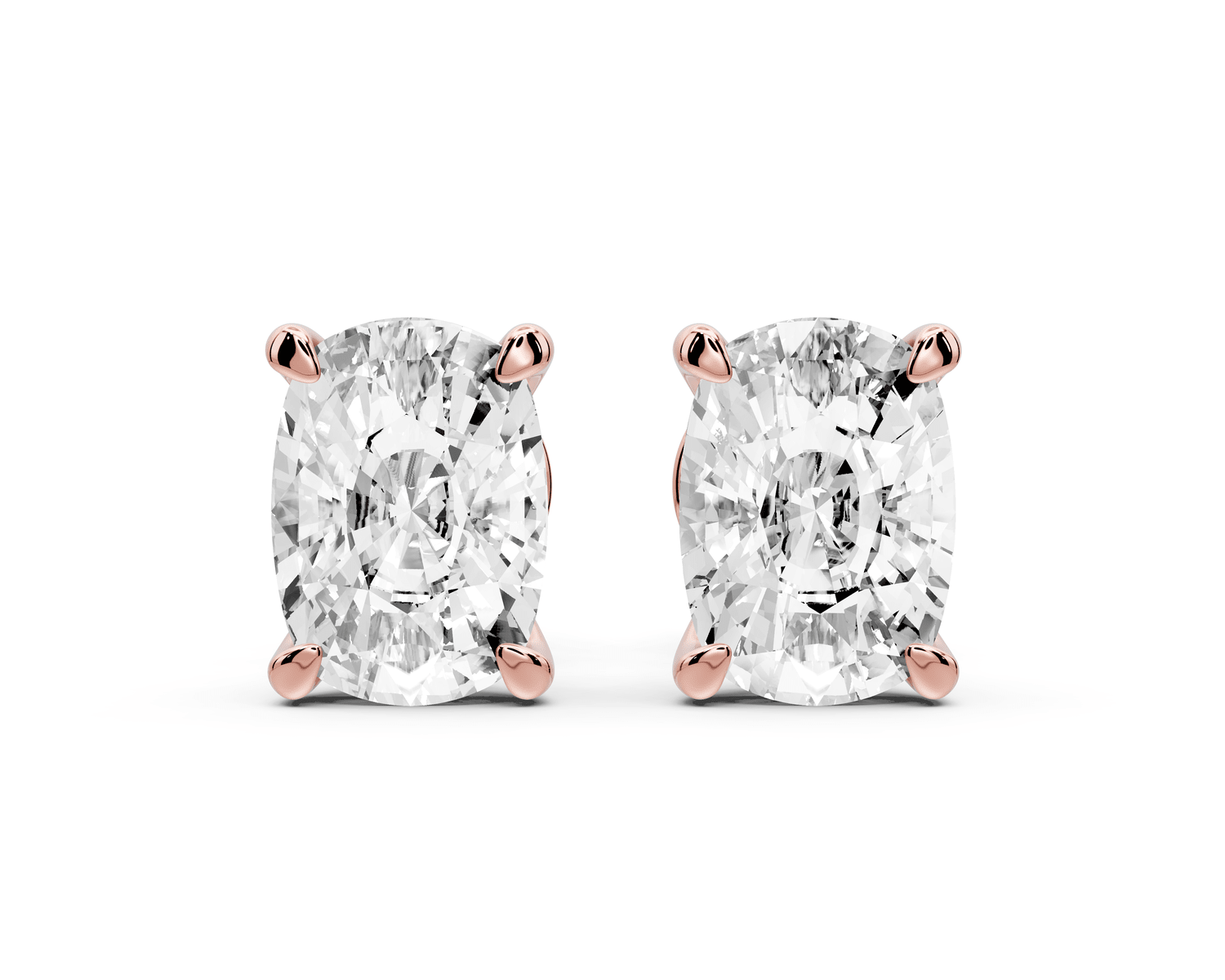 Aura - 4ct 14k rose gold Elgcushion - Cut Diamond Stud Earrings - Mr. Alex Jewelry