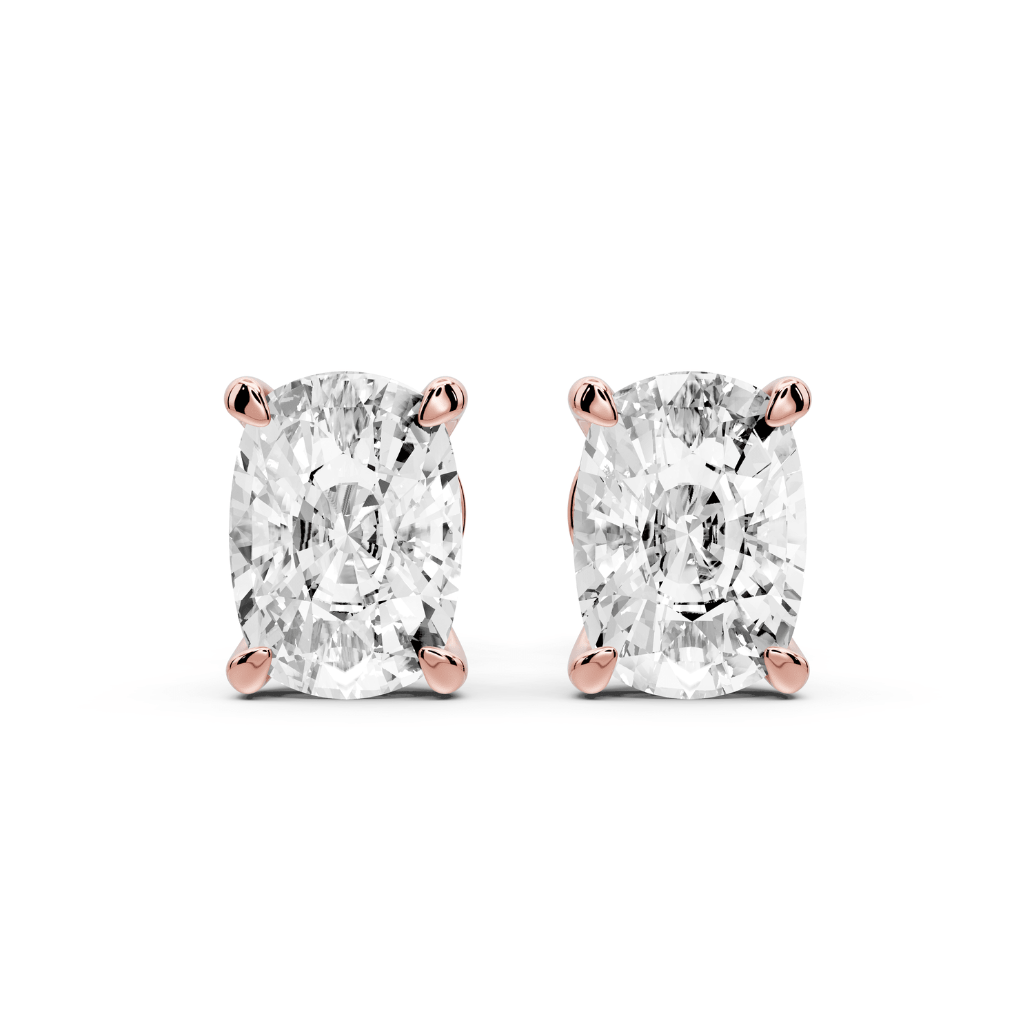 Aura - 4ct 14k rose gold Elgcushion - Cut Diamond Stud Earrings - Mr. Alex Jewelry