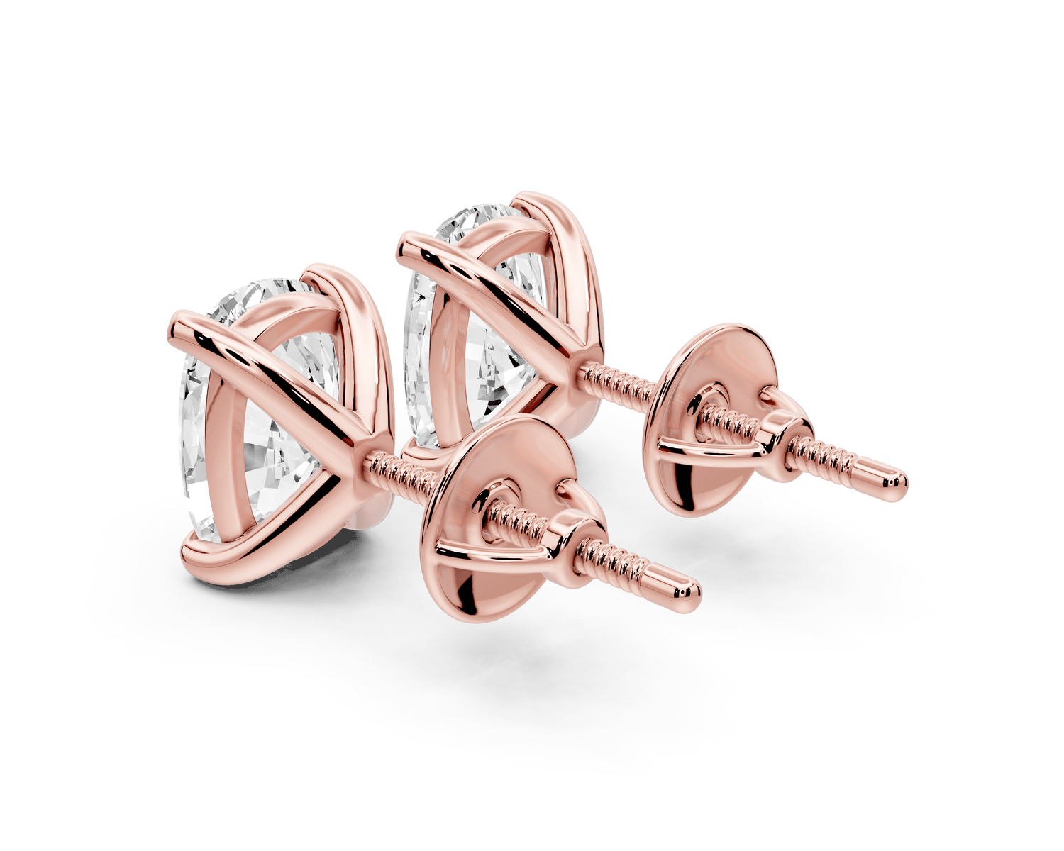 Aura - 4ct 14k rose gold Elgcushion - Cut Diamond Stud Earrings - Mr. Alex Jewelry